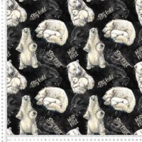 Jersey print med isbjørne og ulve - sort