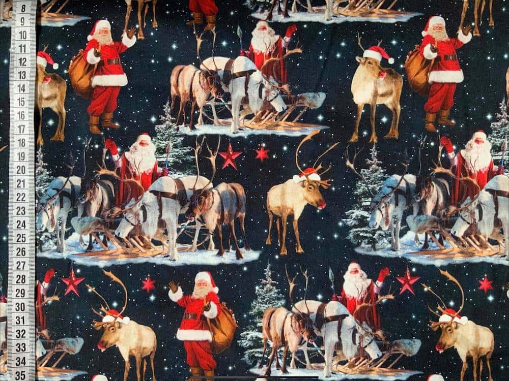 Jersey print med julemænd og rensdyr