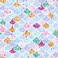 Jersey print med glitter fiskeskæl