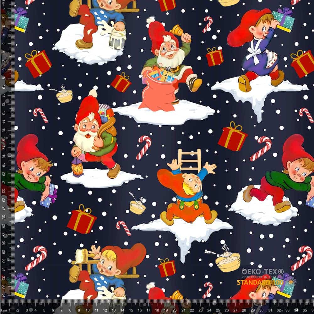 Jerseyprint med kravlenisser - navy