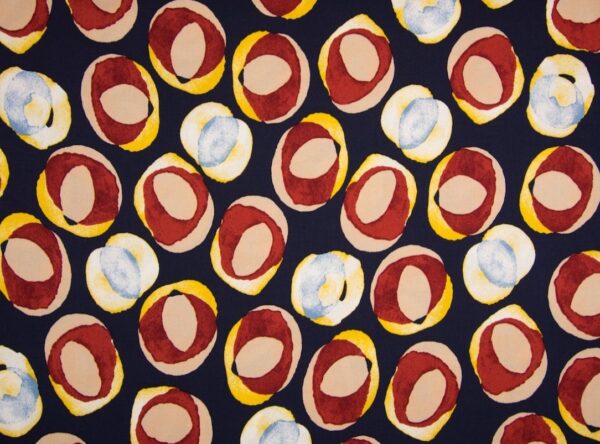 Viscose med cirkler i farver (marine)