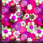 Jersey print med flotte blomster - pink