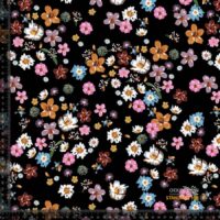 Jerseyprint med små blomster - sort