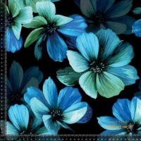 Jersey print med blå vandfarve blomster