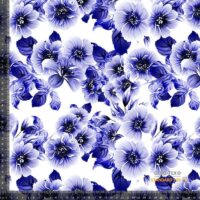 Jersey print med glimtende blomster - hvid