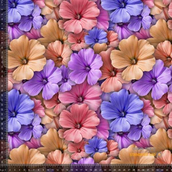 Jersey print med farverige smukke blomster