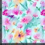 Jersey print med fadede blomster - mint