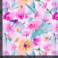 Jersey print med fadede blomster - lyserød