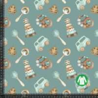 Jersey print med sødt børneprint - støvet mint