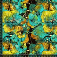 Jersey print med glimtende blomster