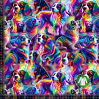 Jersey print med farverige hunde