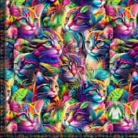 Jersey print med farverige katte