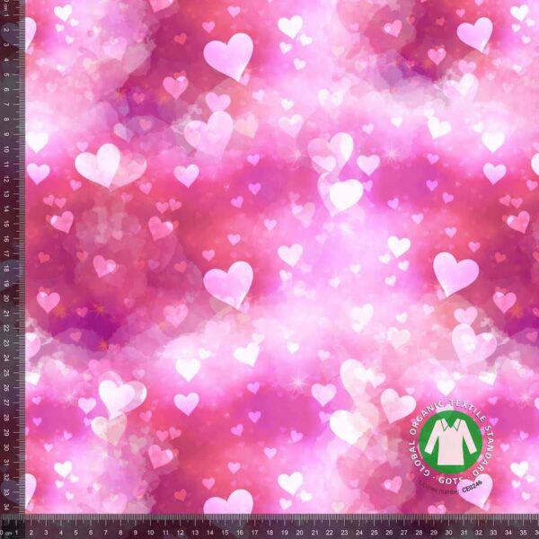 Jersey print med pink hjerter