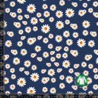 Jersey print med små margueritter - navy