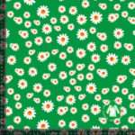 Jersey print med små margueritter - grøn