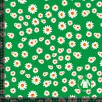 Jersey print med små margueritter - grøn