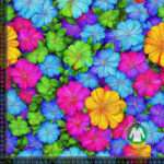 Jersey print med farverige sommer blomster