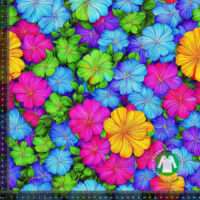 Jersey print med farverige sommer blomster