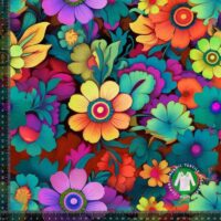 Jersey print med farverige blomster