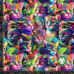 Jersey print med farverige katte