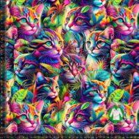 Jersey print med farverige katte