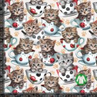 Jersey print med katte i kopper
