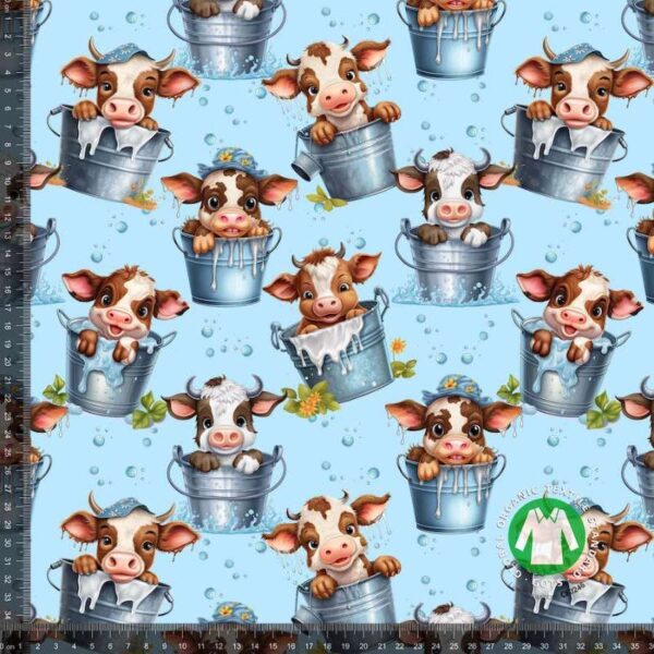Jersey print med nysgerrige kalve