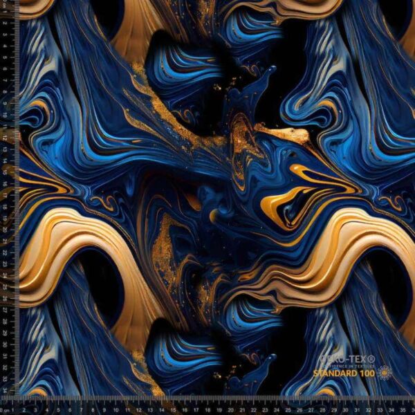Jersey print med navy og guld marble