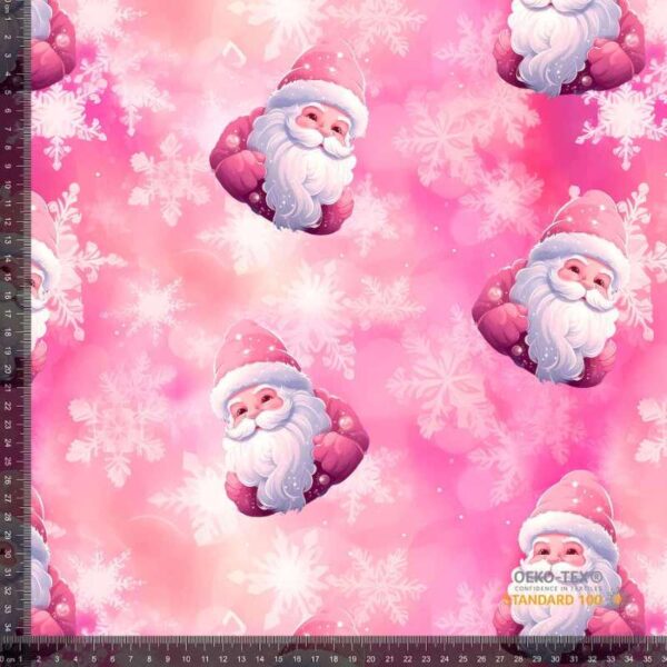 Jersey print med pink julemand og snefnug