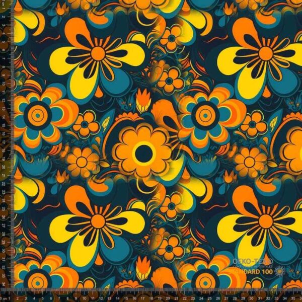 Jersey print med Psykedelisk blomster 1