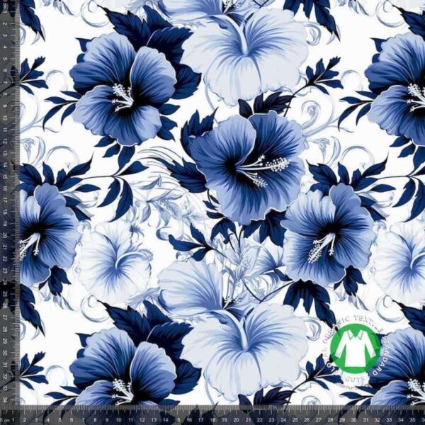 Jersey print med store blå blomster