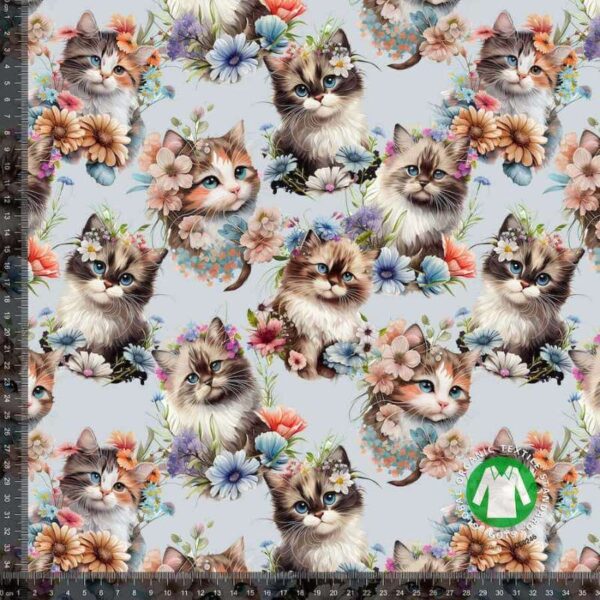Jersey print med små søde katte