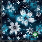 Jersey print med blå hvide blomster 1