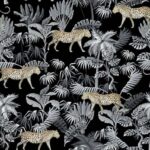Gobelin med leopard og hvide planter