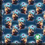 Jersey print med søde vinterhunde - Strikhue