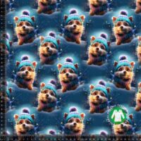 Jersey print med søde vinterhunde - Strikhue