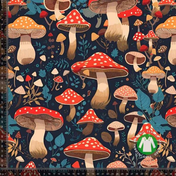 Jersey print med skovens svampe