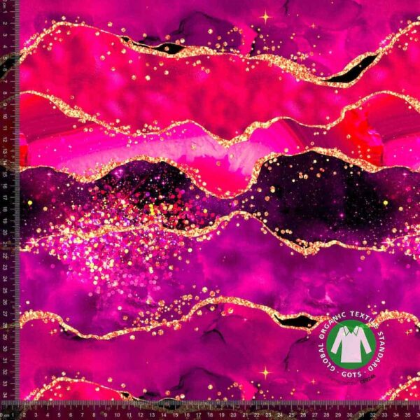 Jersey print med pink pensel glitter