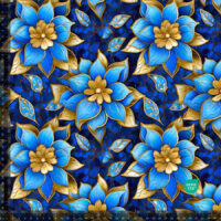 Jersey print med Blomster 15 (blå/guld)