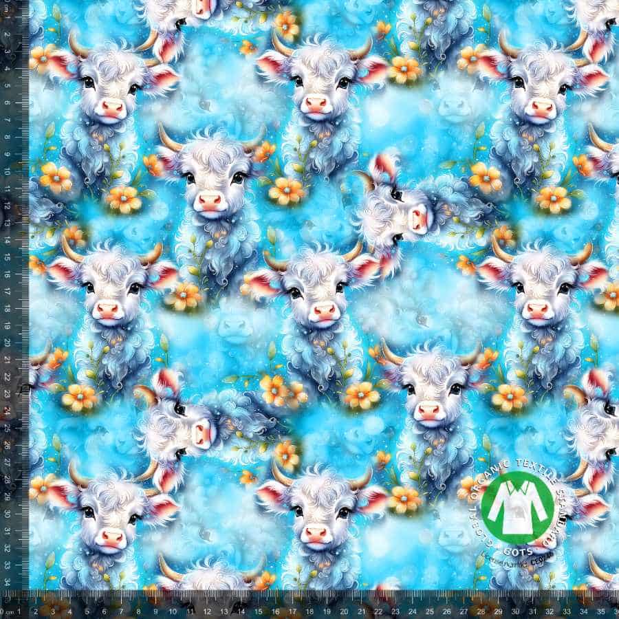 Jersey print med søde kalve blå