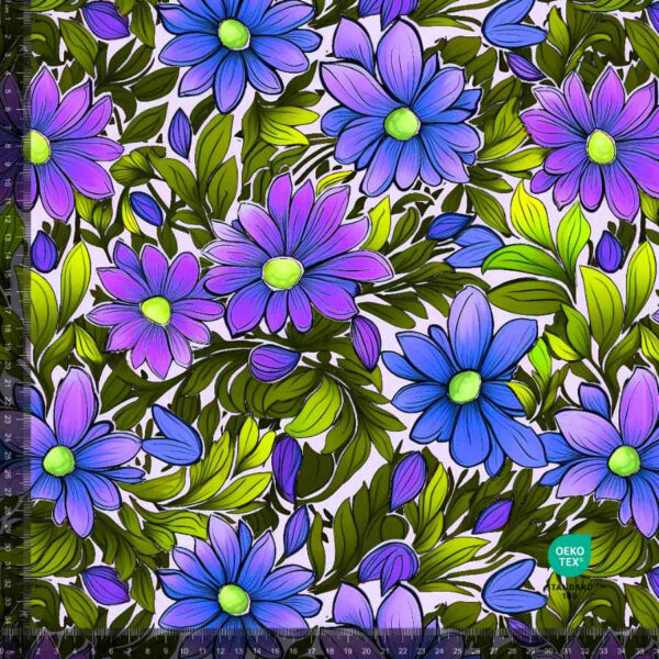 Jersey print med Blomster 13 (lilla dahlia)