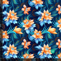 Jersey print med Blå/orange blomster 12
