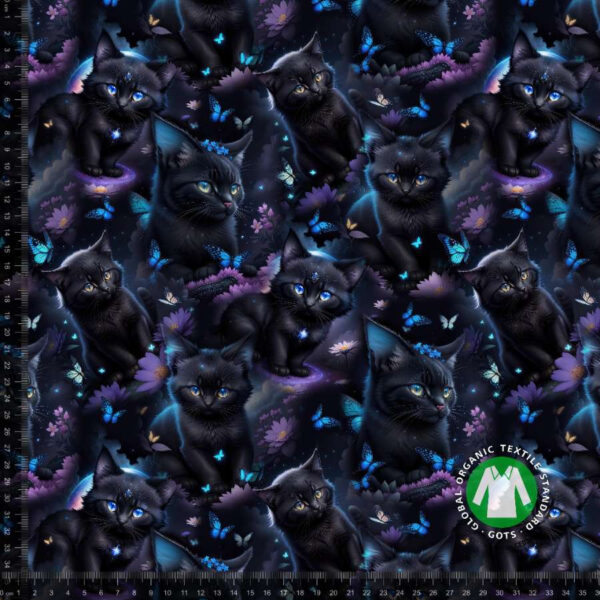 Jersey print med sorte katte