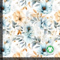 Jersey print med sølv og gylden blomster