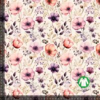 Jersey print med yndige rosa blomster