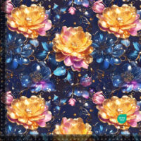 Jersey print med Japanske guld blomster