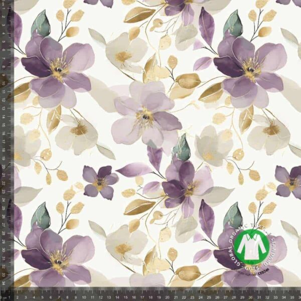 Jerseyprint med gyldne forårs blomster