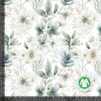 Jerseyprint med støvgrønne blomster