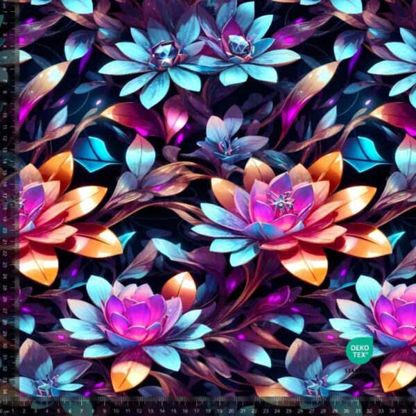 Jersey print med Glitrende blomster
