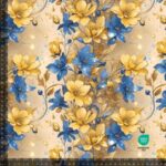 Jersey print med Sand/blå blomster